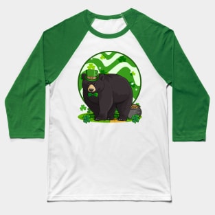 Black Bear St Patricks Day Leprechaun Baseball T-Shirt